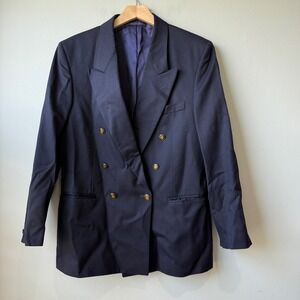 OTTIMO Roma Mens Blazer 40R Double Breasted‎ Navy Blue Wool Coat Jacket